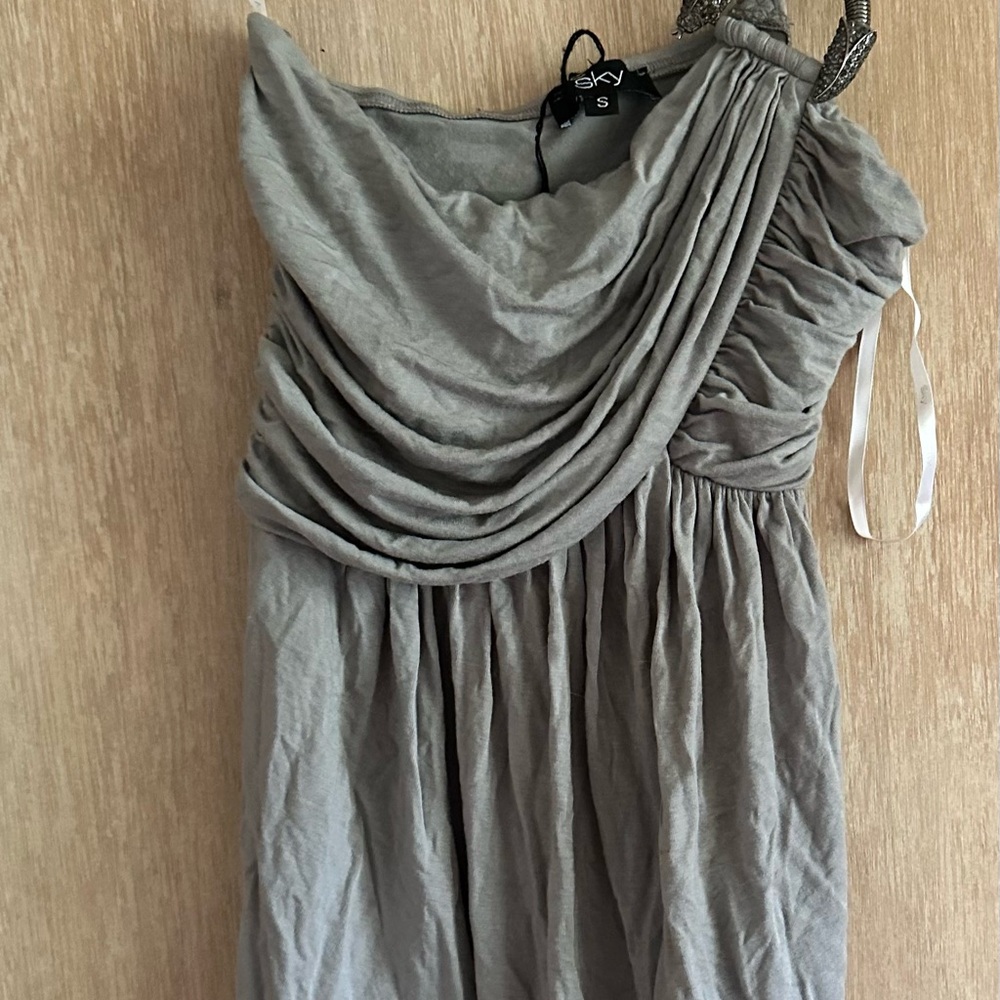 Sky Women's One Shoulder Gray Tank Top